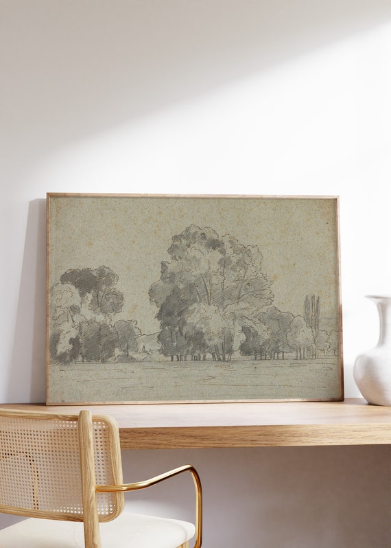 Camille Pissarro Grove Of Trees 1859 Vintage Poster Landscape Sketch Art Minimalist Wall Figure Abstract Line Print