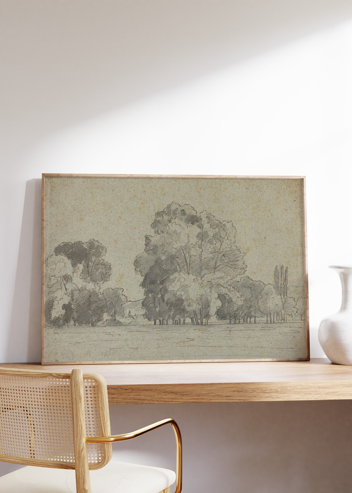 Camille Pissarro Grove of Trees 1859 Vintage Landscape Sketch Print