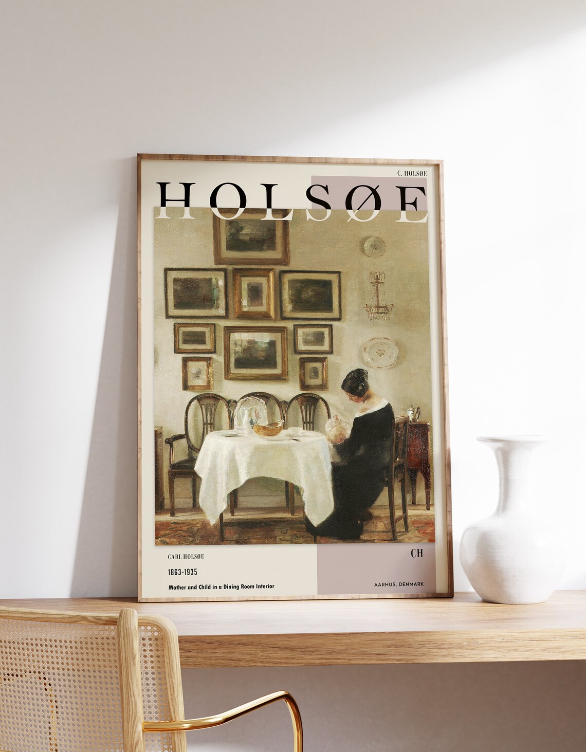 Carl Holsoe Mother And Child Dining Room Interior Danish Classic Art Poster