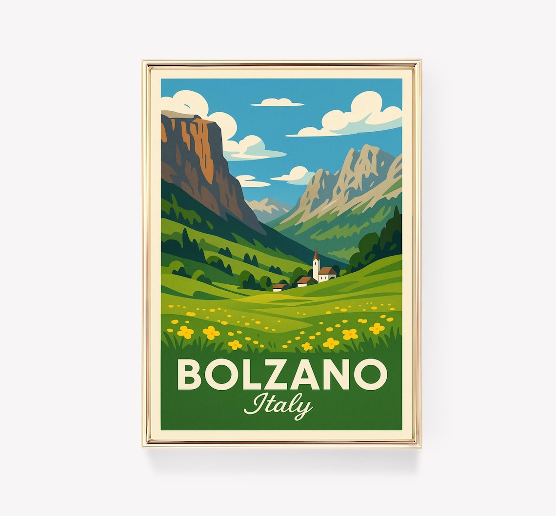 Bolzano Vintage Travel Poster, Italy Wall Art