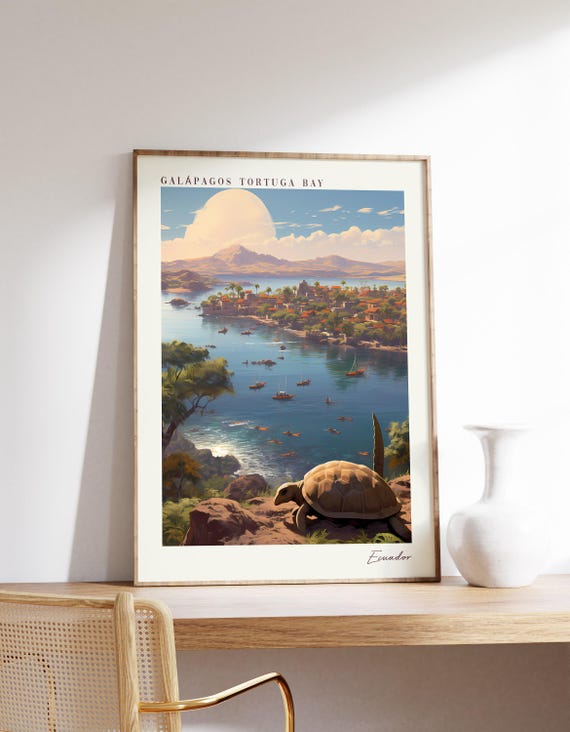 Galpagos Tortuga Bay Travel Poster Ecuador Decor Print