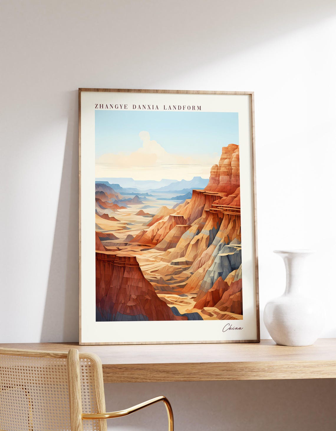 Zhangye Danxia Landform Travel Poster Rainbow Mountains China