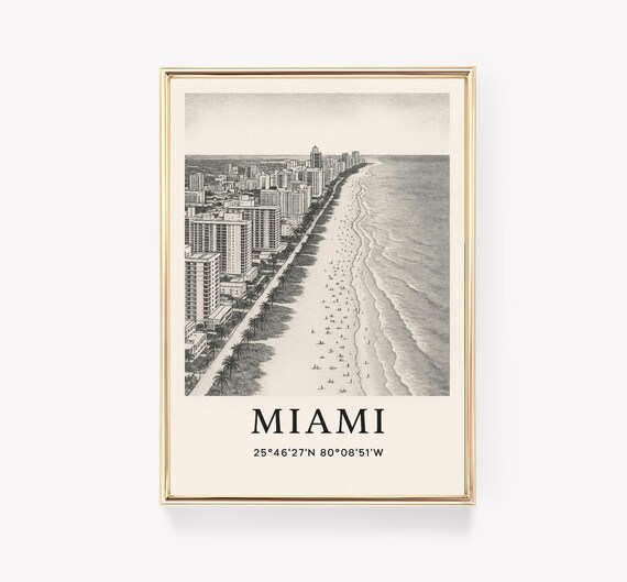 Miami Travel Poster, Vintage Florida Art Print