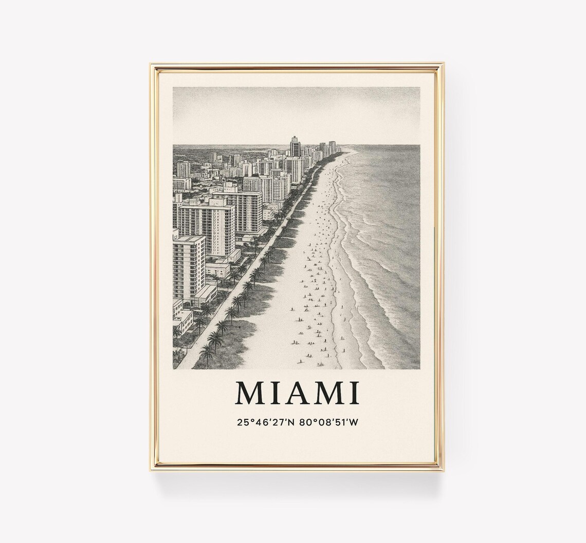 Miami Travel Poster, Vintage Florida Art Print