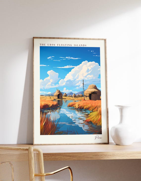 The Uros Floating Islands Travel Poster Peru Decor Print