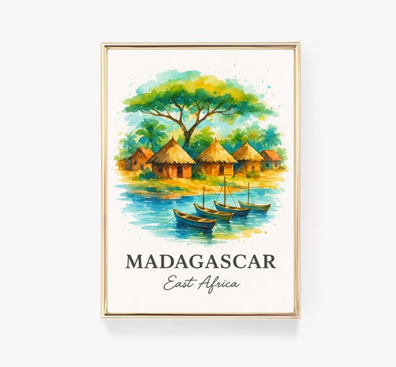 Madagascar Vintage Travel Poster East Africa Wall Art Print African Decor Gift
