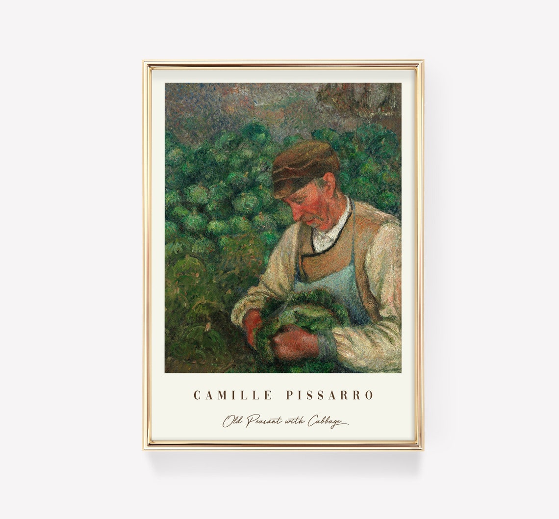 Camille Pissarro Old Peasant with Cabbage Garden Impressionist Poster