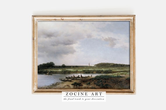 Muted River Print Lev Kamenev View On The Kazanka 1875 Neutral Landscape Vintage Painting Scenery Poster