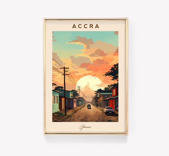 Ghana Travel Print Poster Accra
