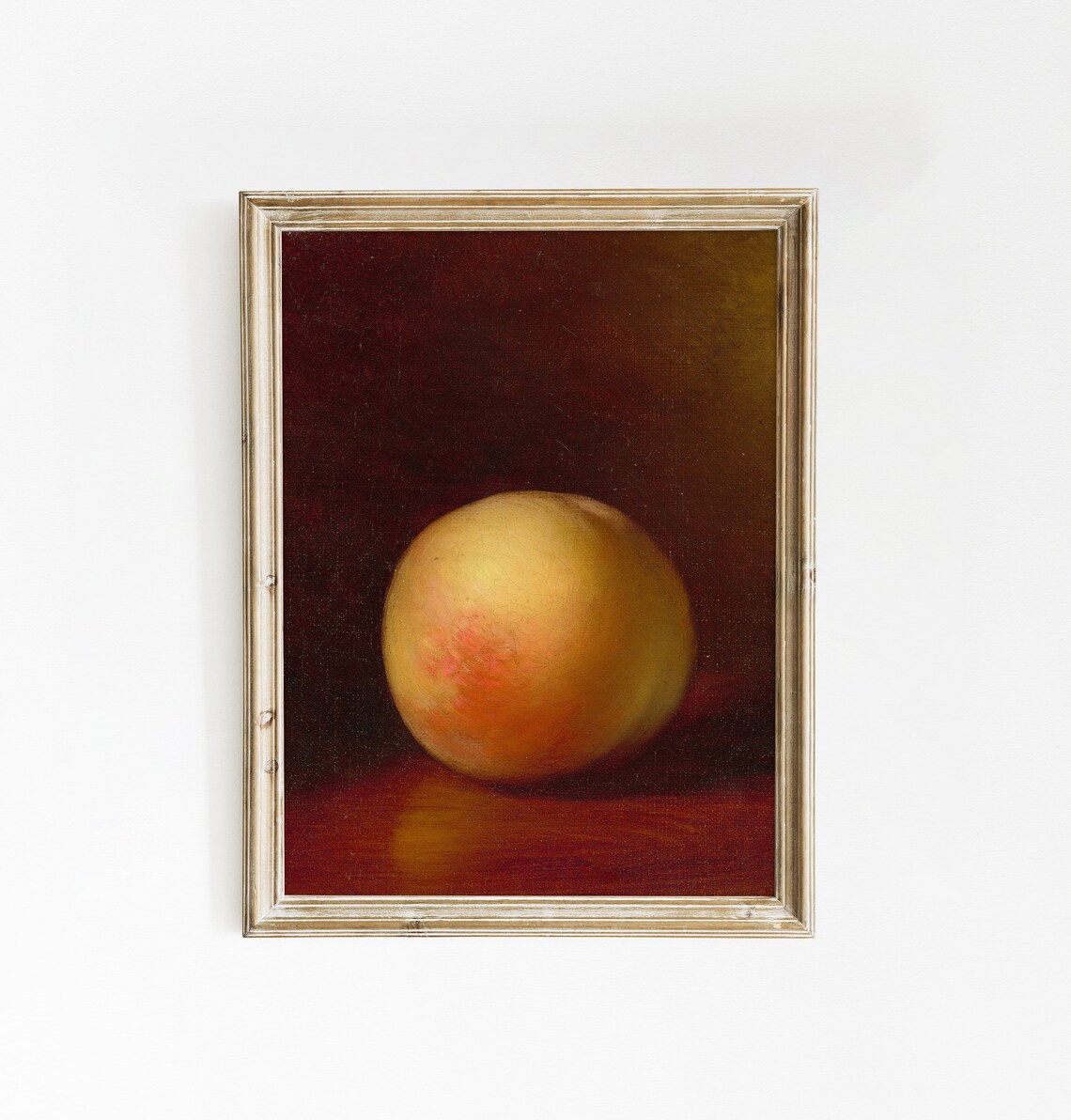 Peach Still Life Painting, Vintage Kitchen Art Print