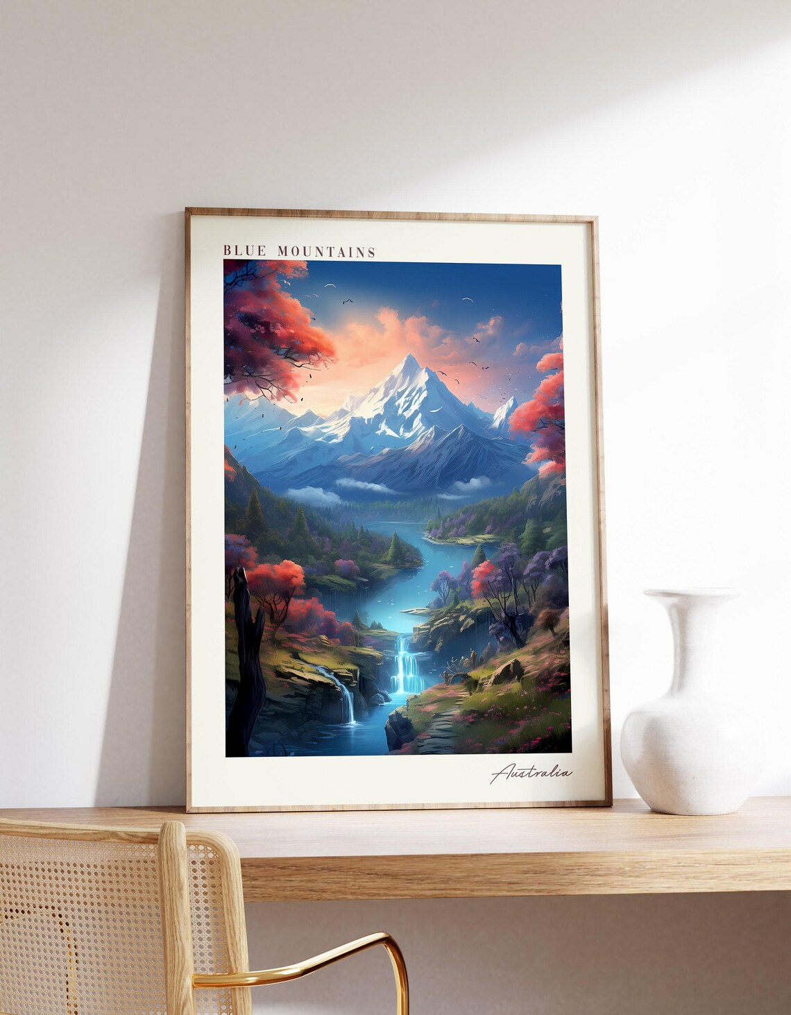 Blue Mountains Travel Poster, Australia Decor