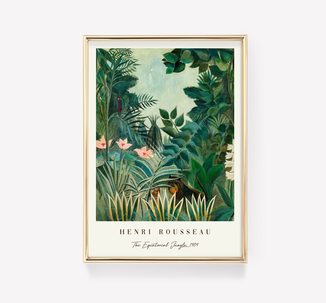 Henri Rousseau Art Print The Equatorial Jungle Exhibition Poster Botanical Animal Decor
