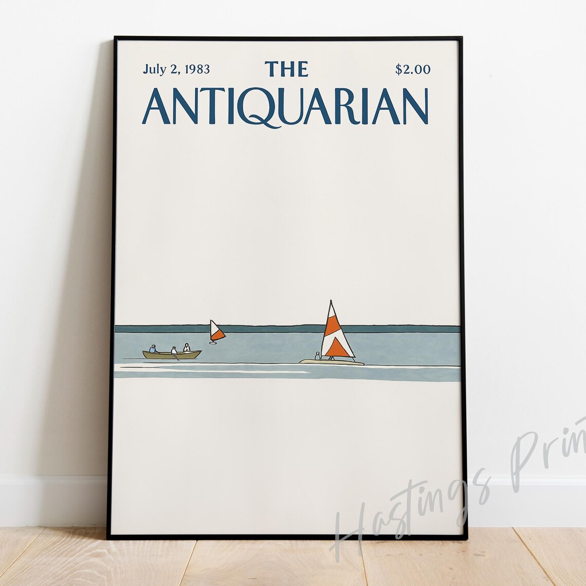 The Antiquarian Minimalist Sailboats Sea Vintage Magazine Cover Poster