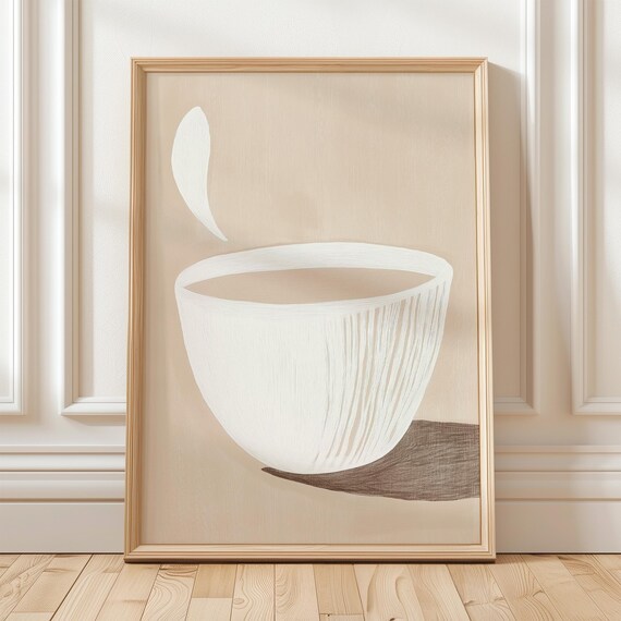 Minimalist Coffee Cup Art Print, Modern Kitchen Decor