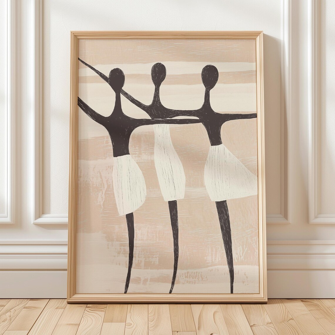 Elegant Trio Dancing Silhouettes, Minimalist Abstract