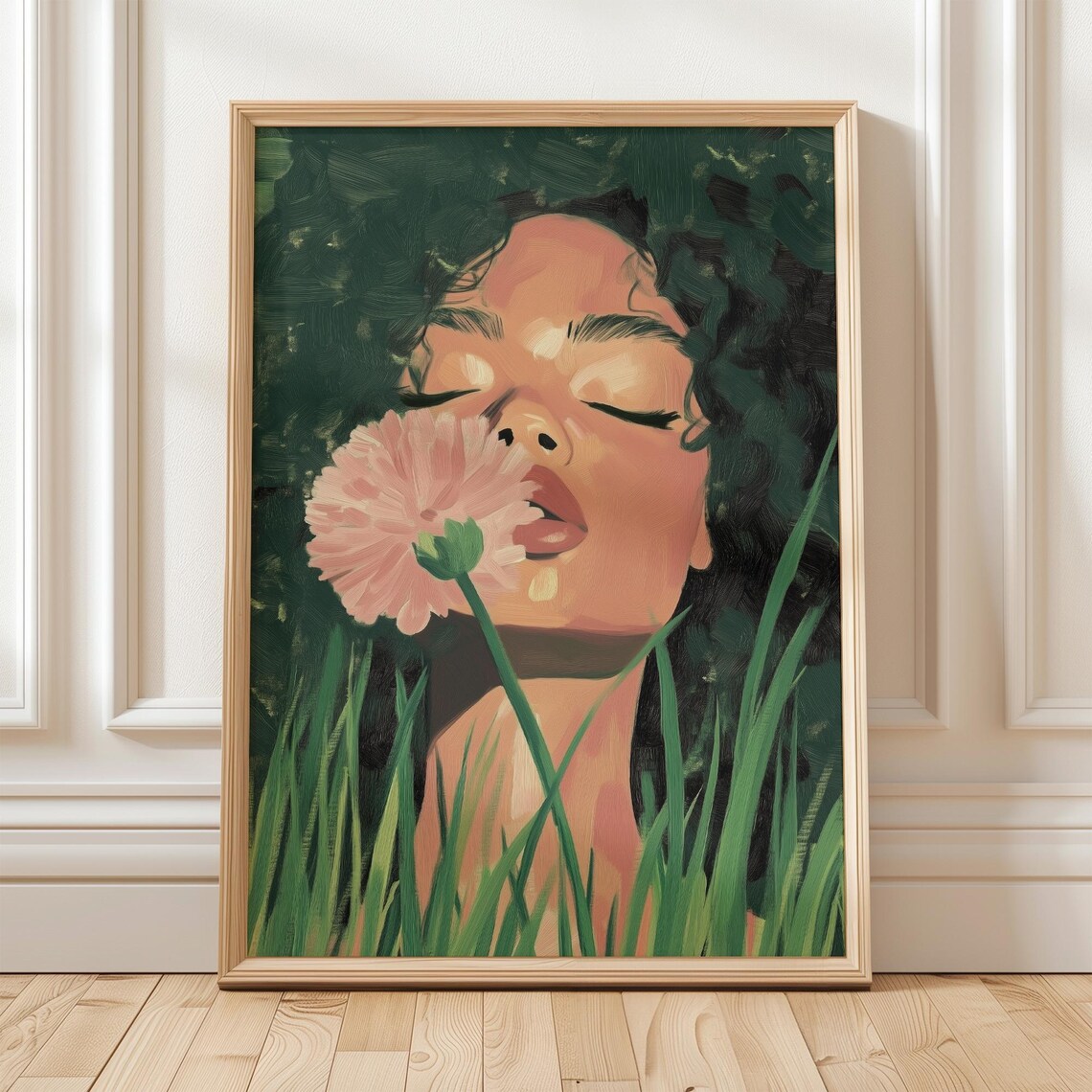 Botanical Woman Poster Print, Floral Portrait