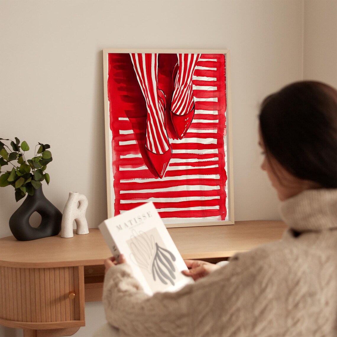 Red Striped Shoe - Modern Minimalist Poster - Image 5