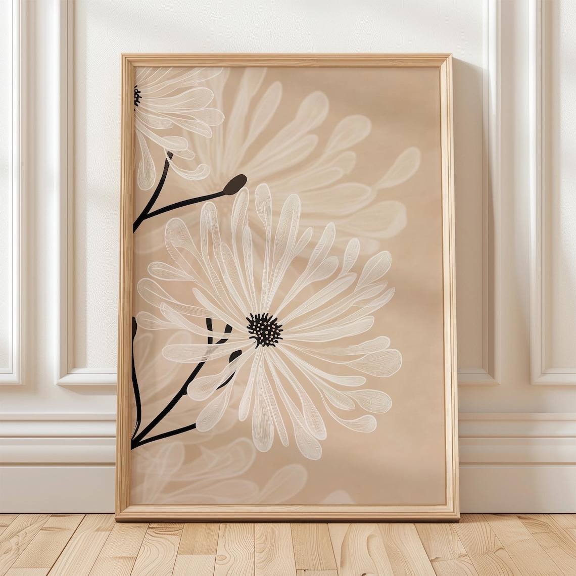 Floral Line Art Print, Minimalist Botanical Decor
