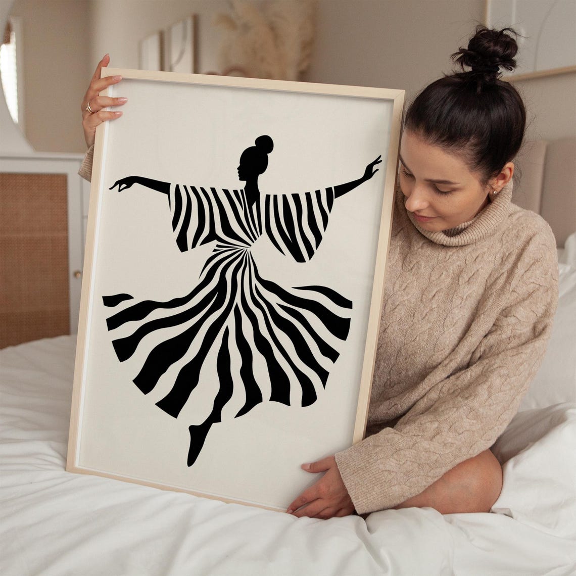 Abstract Dancer Wall Art Modern Black And White Dance Print Minimalist Feminine Artwork For Living Room Or Bedroom Decor - Image 3