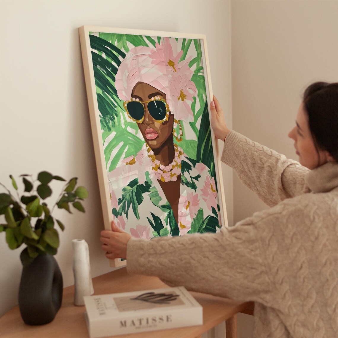 Tropical Floral Woman, Modern Feminine Decor - Image 5
