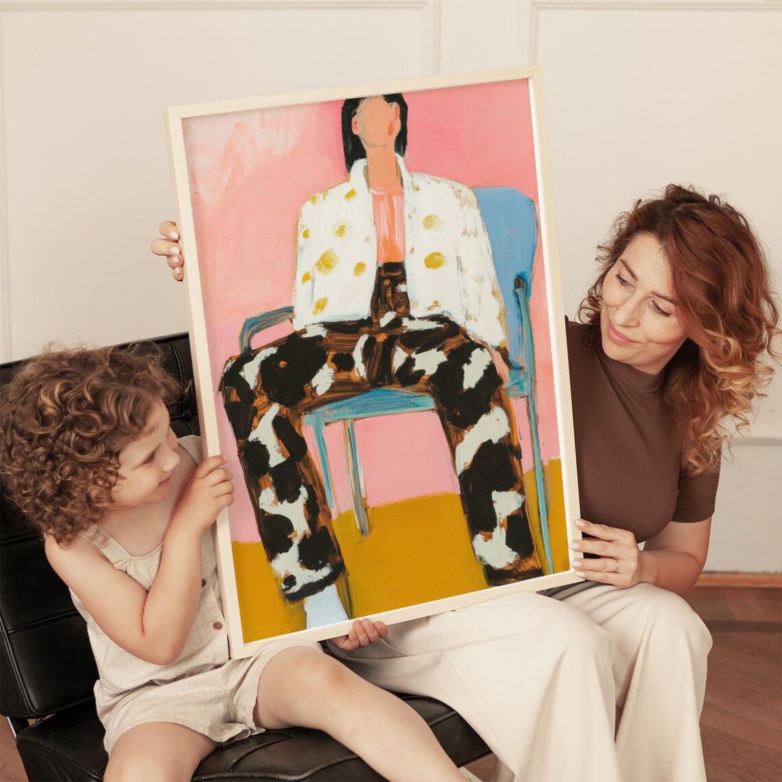 Playful Abstract Portrait With Animal Print Pants - Image 4