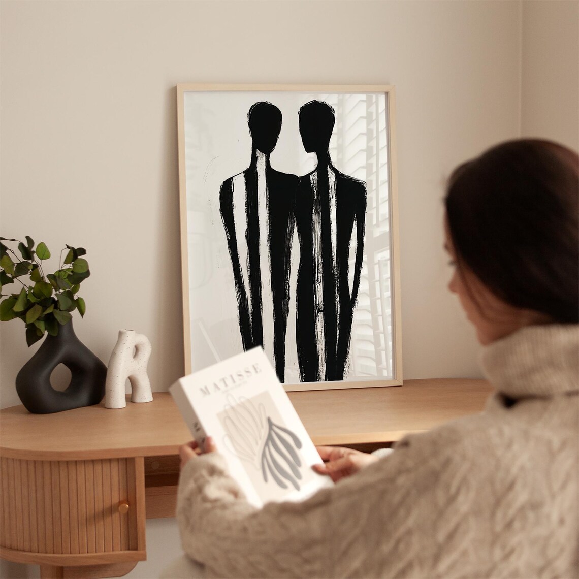 Abstract Minimalist Figures, Contemporary Couple Illustration - Image 3