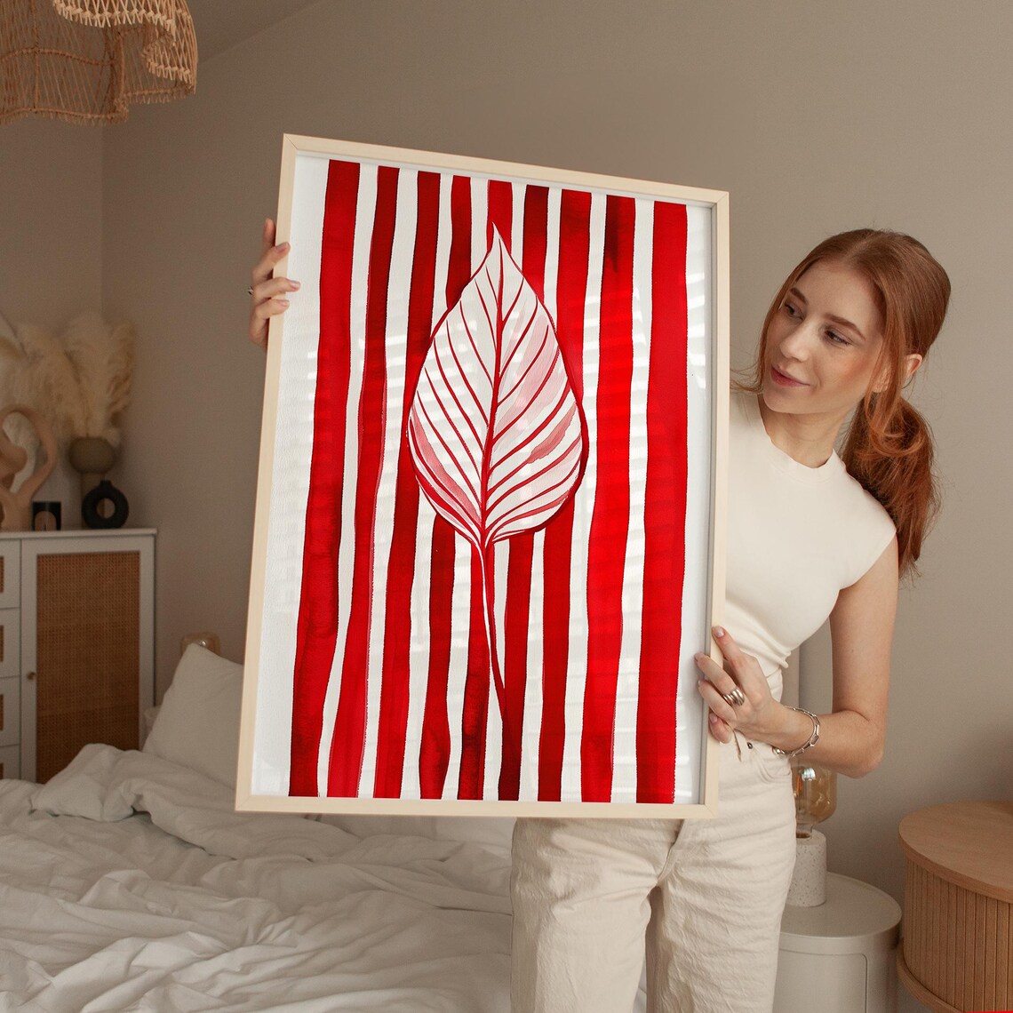 Red Leaf Abstract, Minimalist Nature Poster - Image 5