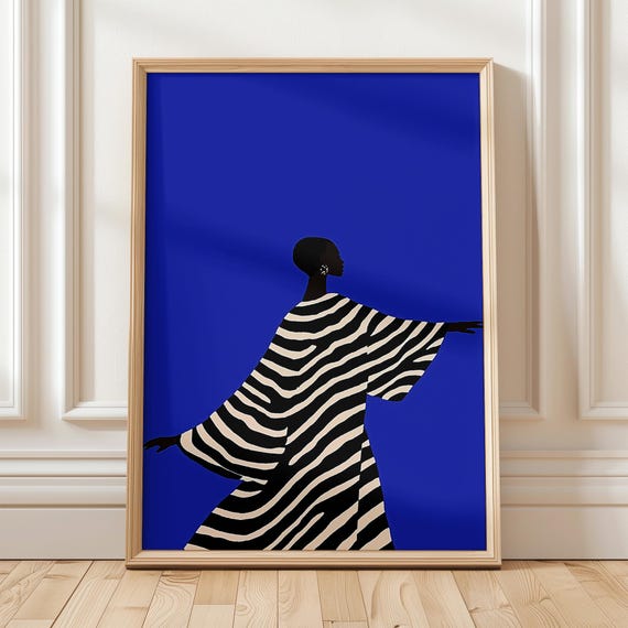 Elegant Blue Silhouette, Minimalist Fashion Wall Decor