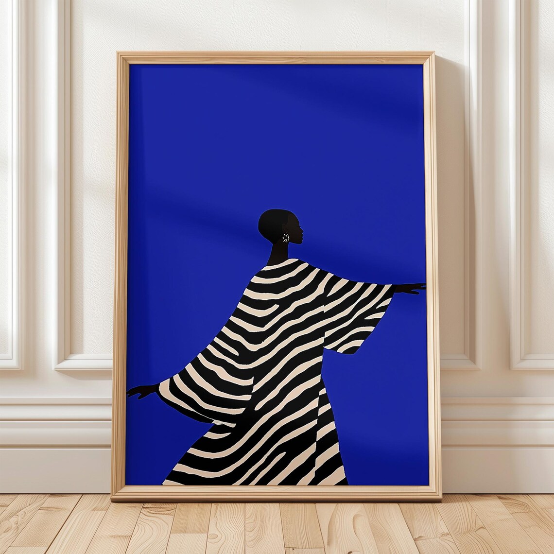 Elegant Blue Silhouette, Minimalist Fashion Wall Decor
