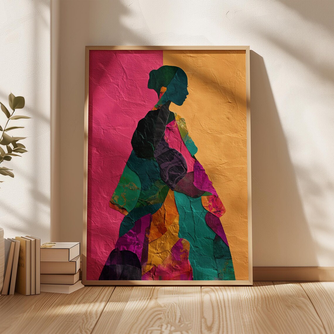 Abstract Woman Art Print, Colorful Collage Silhouette