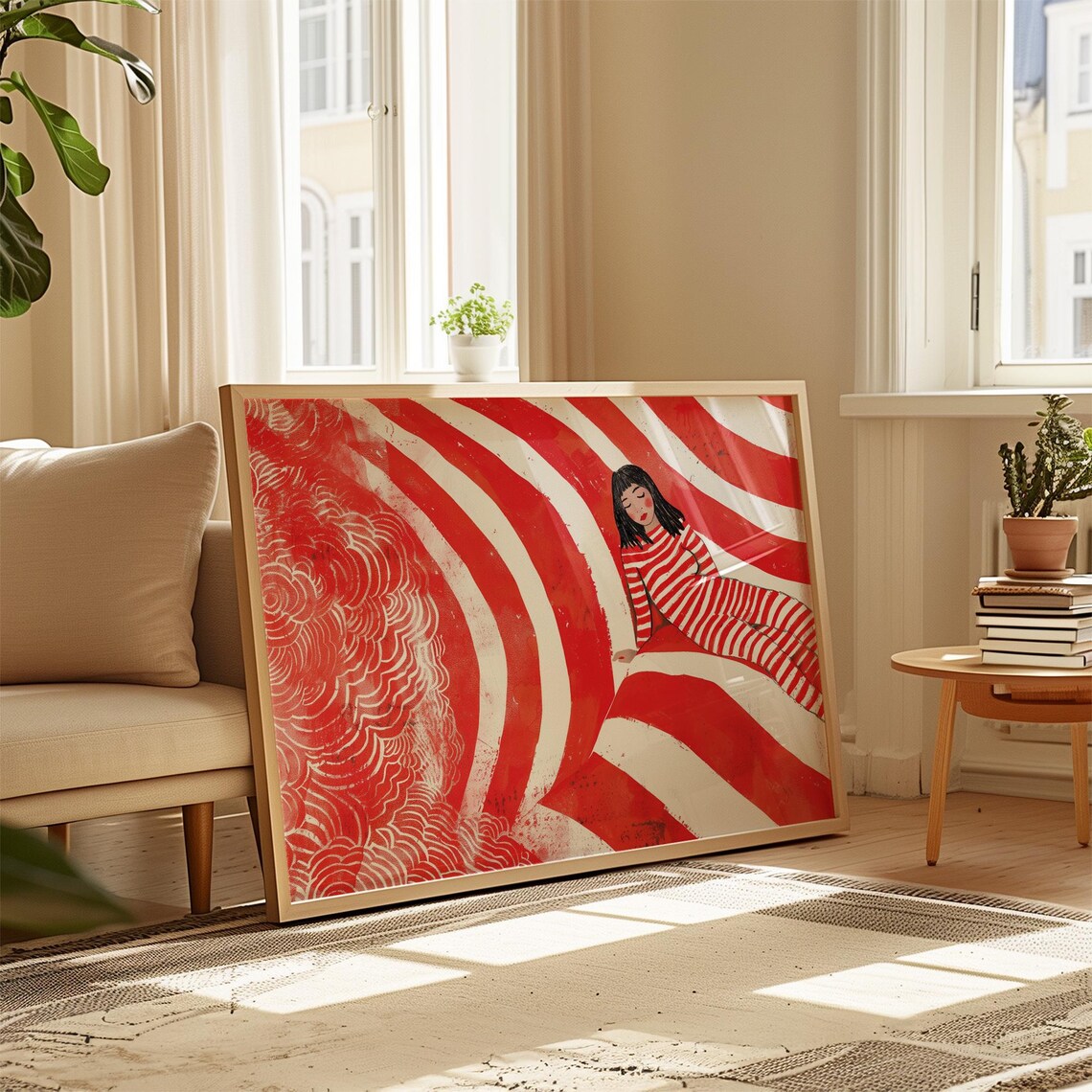 Striped Woman Art Print, Contemporary Abstract - Image 2