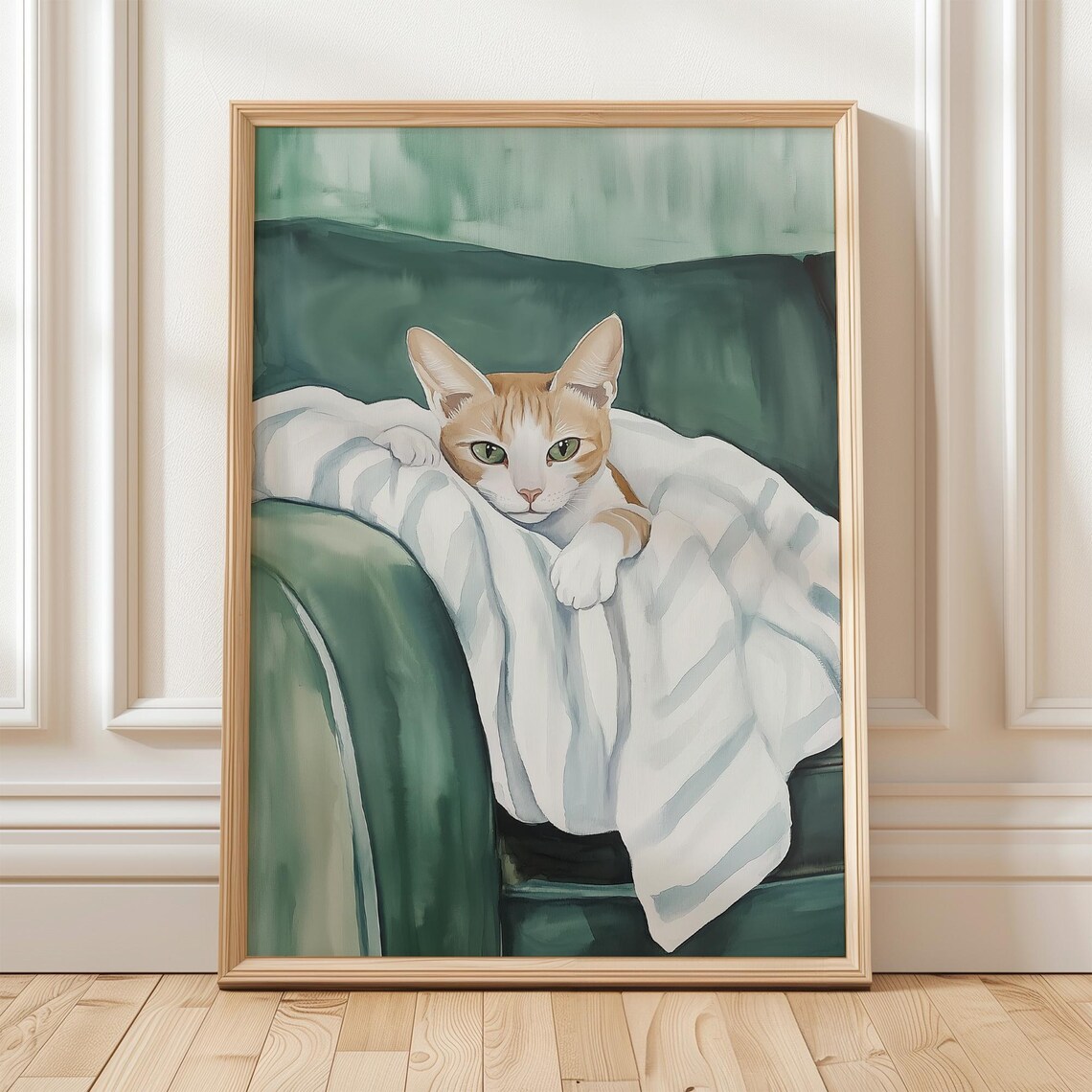 Cozy Tabby Cat Minimalist Couch Decor Art Print - Image 5