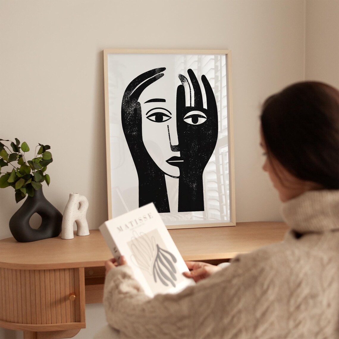 Abstract Face Art Print, Minimalist Contemporary Decor - Image 3