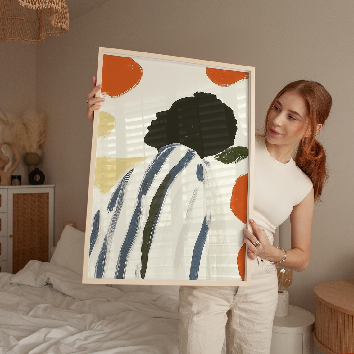 Afro Silhouette With Colorful Orbs, Minimalist Art Print - Image 4