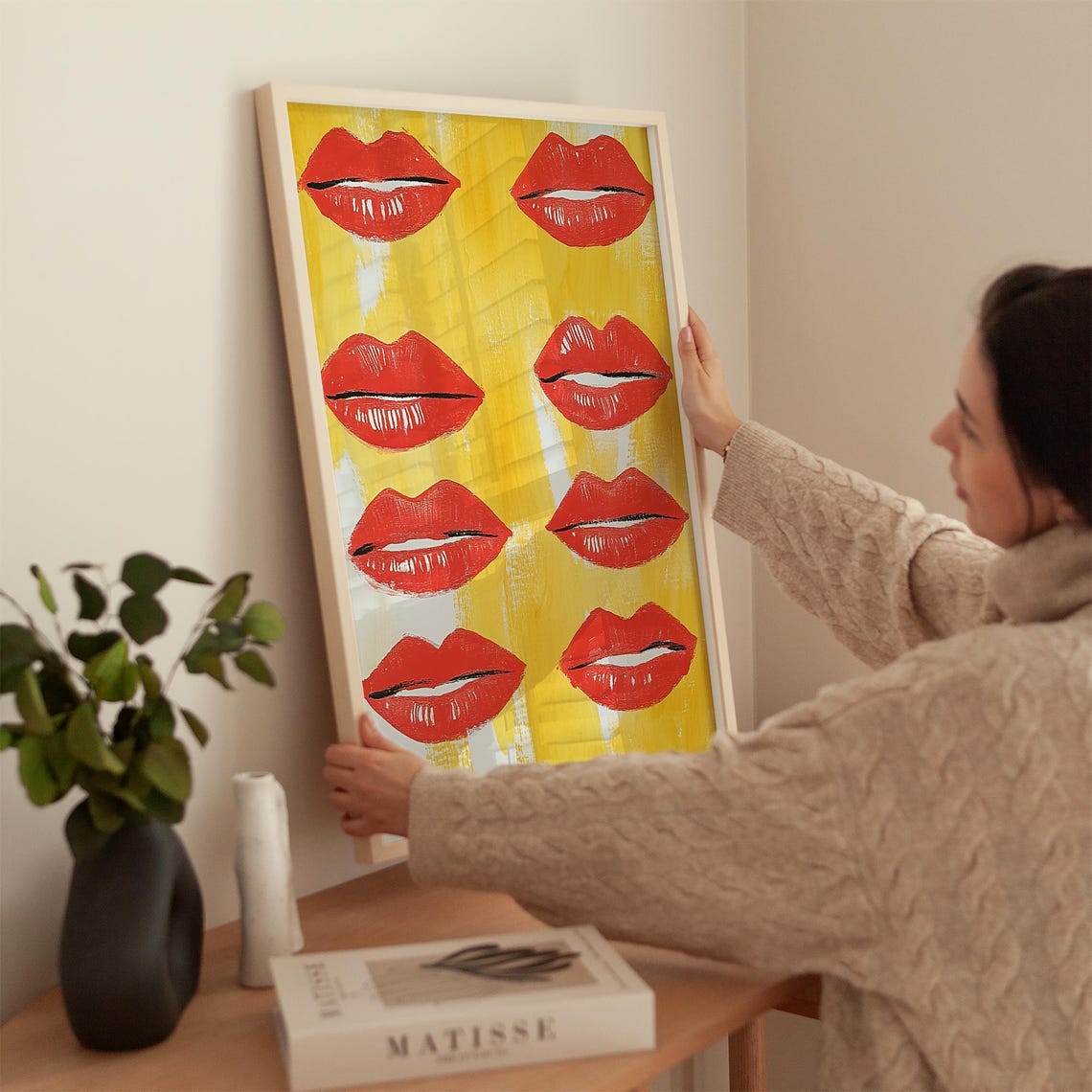 Pop Art Lips Print Bold Red Lip Illustration Modern Abstract Art Wall Art Vibrant Room Decor - Image 2