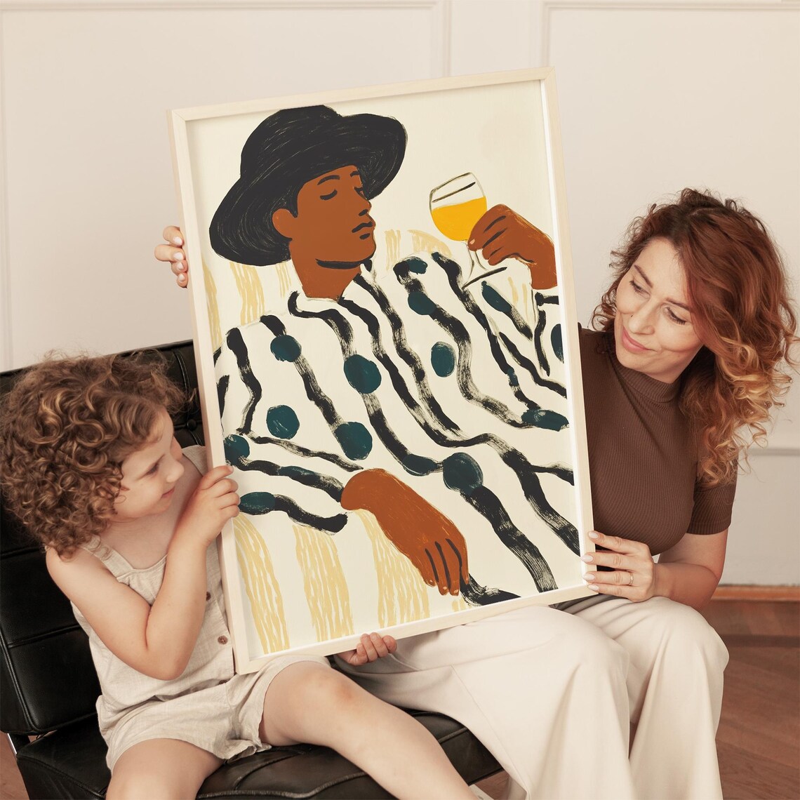 Relaxed Man With Hat, Modern Abstract Art - Image 4