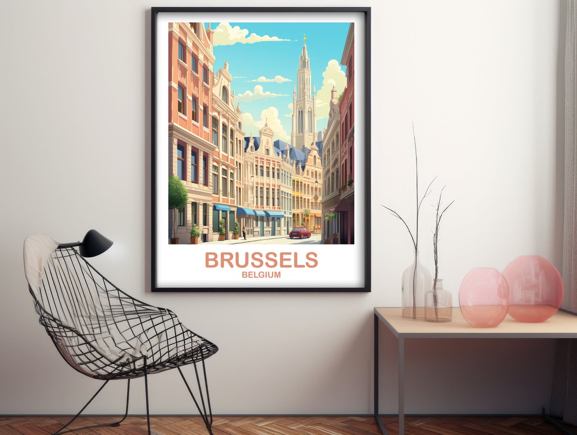 Brussels Travel Art Poster Belgium Travel Art Brussels Wall Art Poster Belgium Travel Art Poster Europe Travel Art Poster T2eubebr2 - Image 3