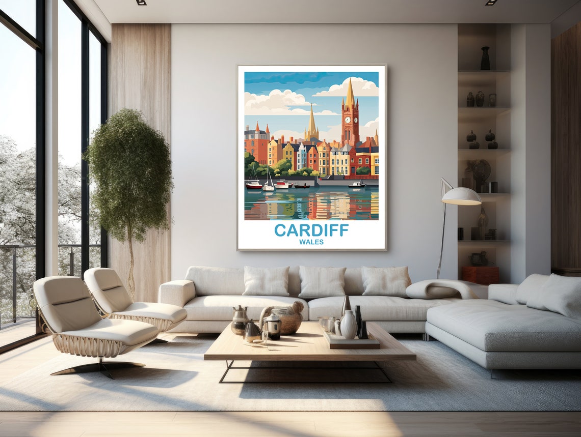 Cardiff Travel Art Poster Wales Travel Art Cardiff Poster Cardiff Wales Travel Wall Art Wales Travel Wall Art T2euwaca1 - Image 2