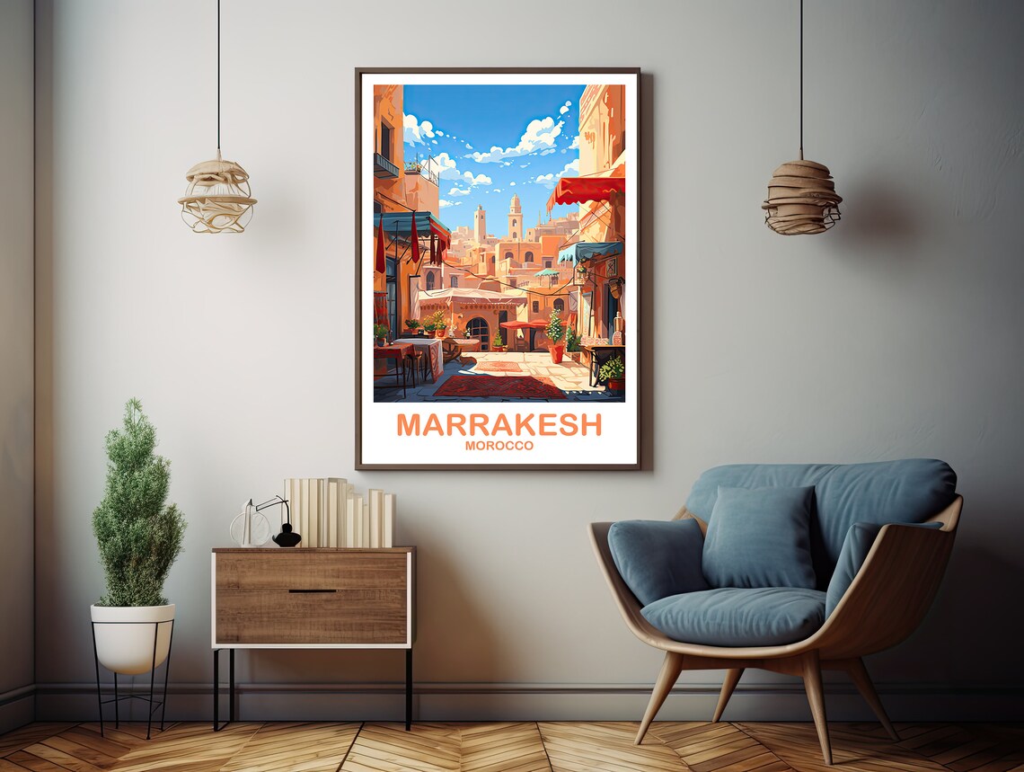 Marrakesh Travel Poster, Morocco Skyline - Image 3