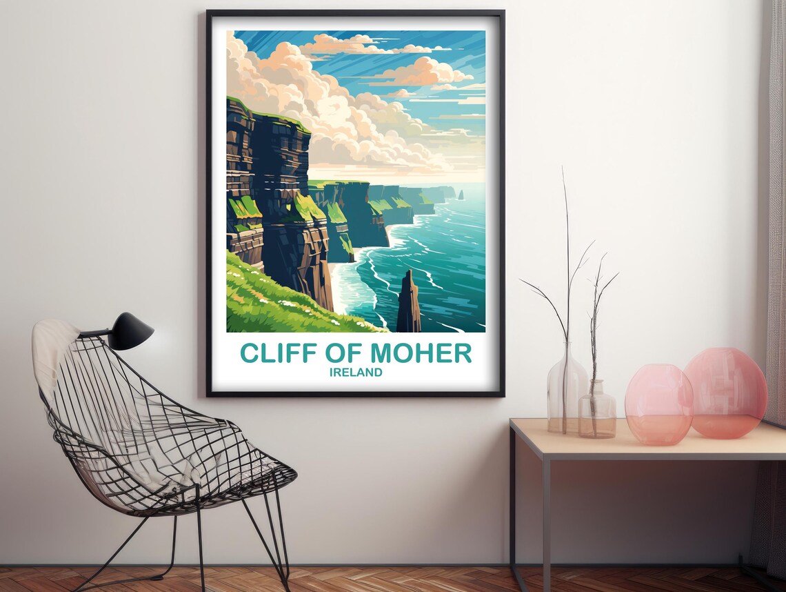 Cliff Of Moher Ireland Travel Poster, Memory Gift