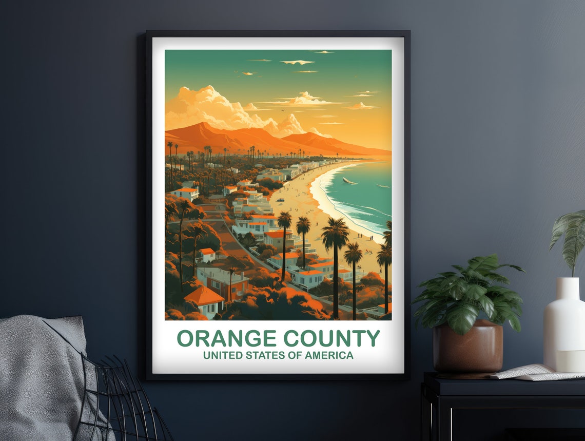 Orange County California Beach Sunset Coastline Retro Travel Poster - Image 3
