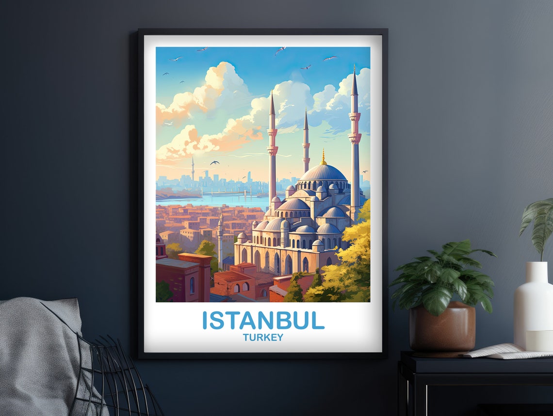 Istanbul Turkey Mosque Skyline Bosphorus Golden Travel Poster - Image 3