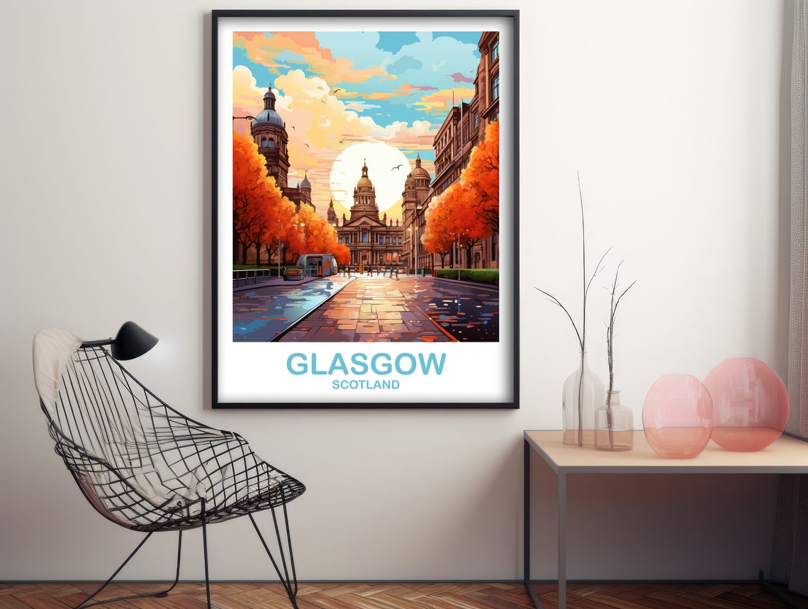 Glasgow Travel Poster Art Glasgow Travel Art Scotland Wall Art Glasgow Scotland Travel Poster Art Travel Wall Art T2euscgl2 - Image 3