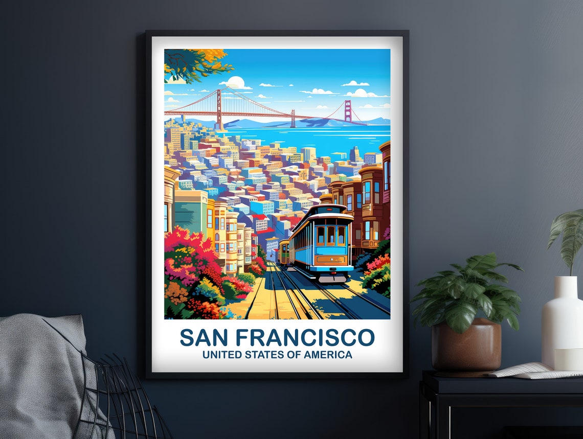San Francisco Travel Print California Travel Wall Art San Francisco Poster Art City Skyline Wall Art California Wall Art T2nacasf1 - Image 3