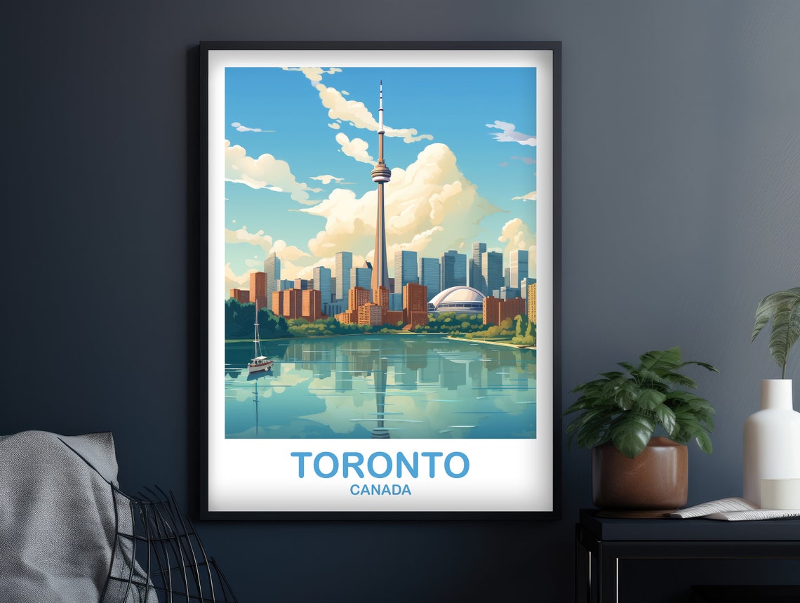 Toronto Canada CN Tower Harbor Sailboat Waterfront Art Poster - Image 3