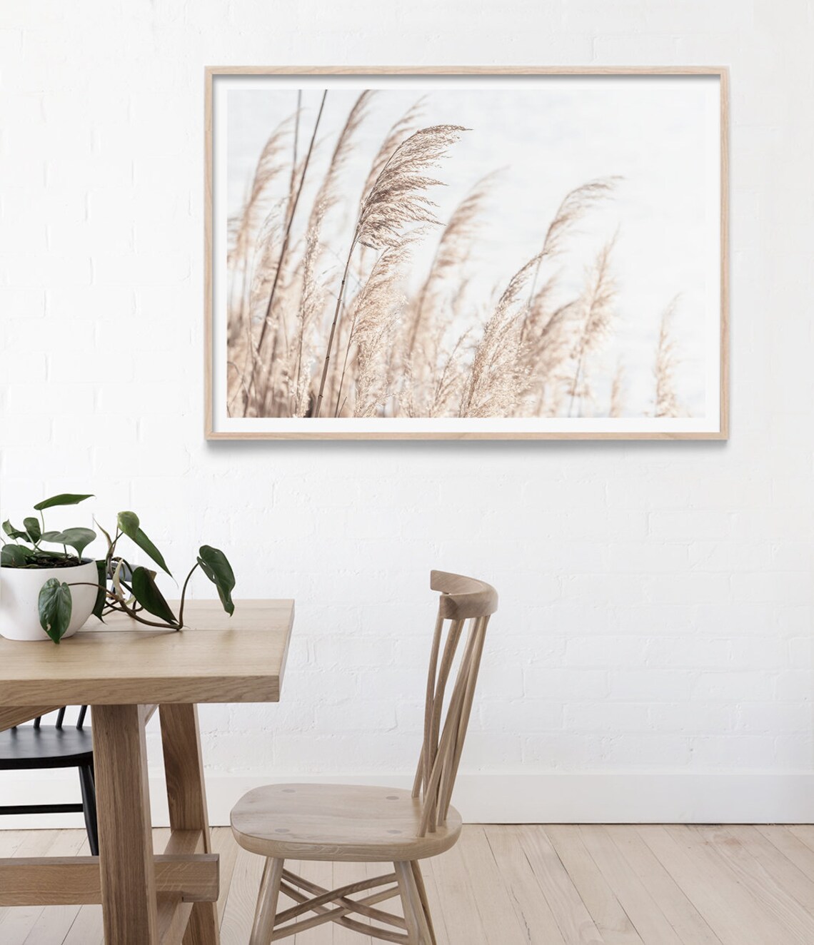 Pampas Grass Boho Neutral Bedroom Wall Art Print - Image 3