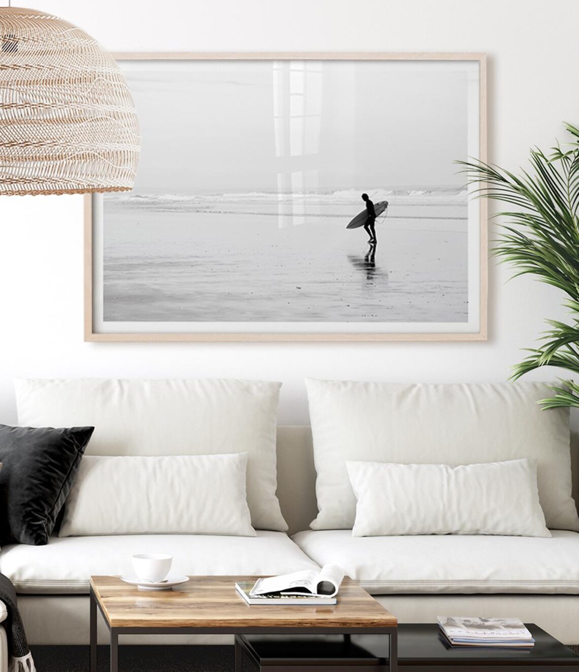 Black and White Surfer Photography, Coastal Poster - Image 3