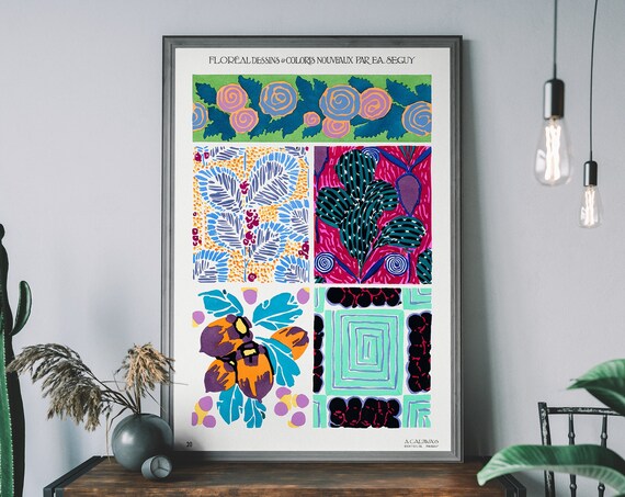 E A Seguy Floral Dessins Nouveaux Vintage Botanical Pattern Poster