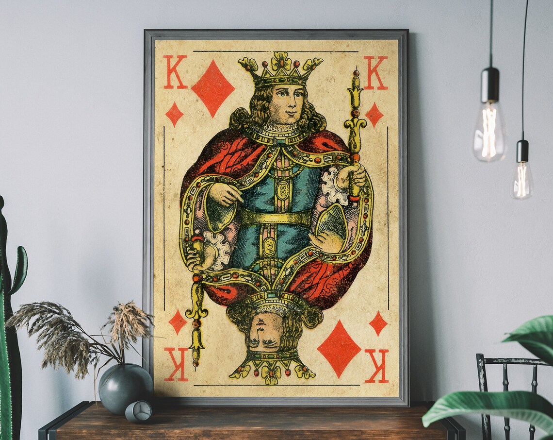 King Of Diamonds Vintage Playing Card Art Print