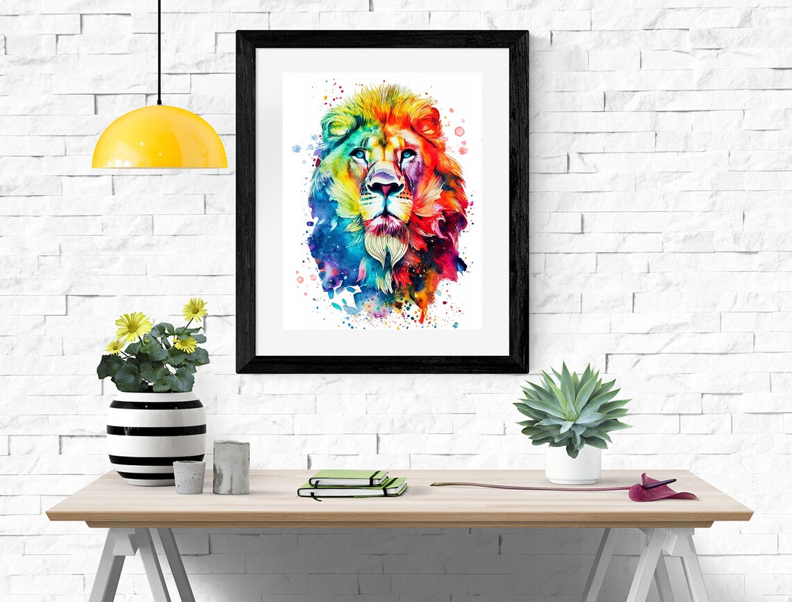 Watercolor Lion Art Print, Safari Nursery Decor - Image 2
